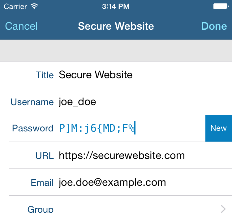 iOS new entry