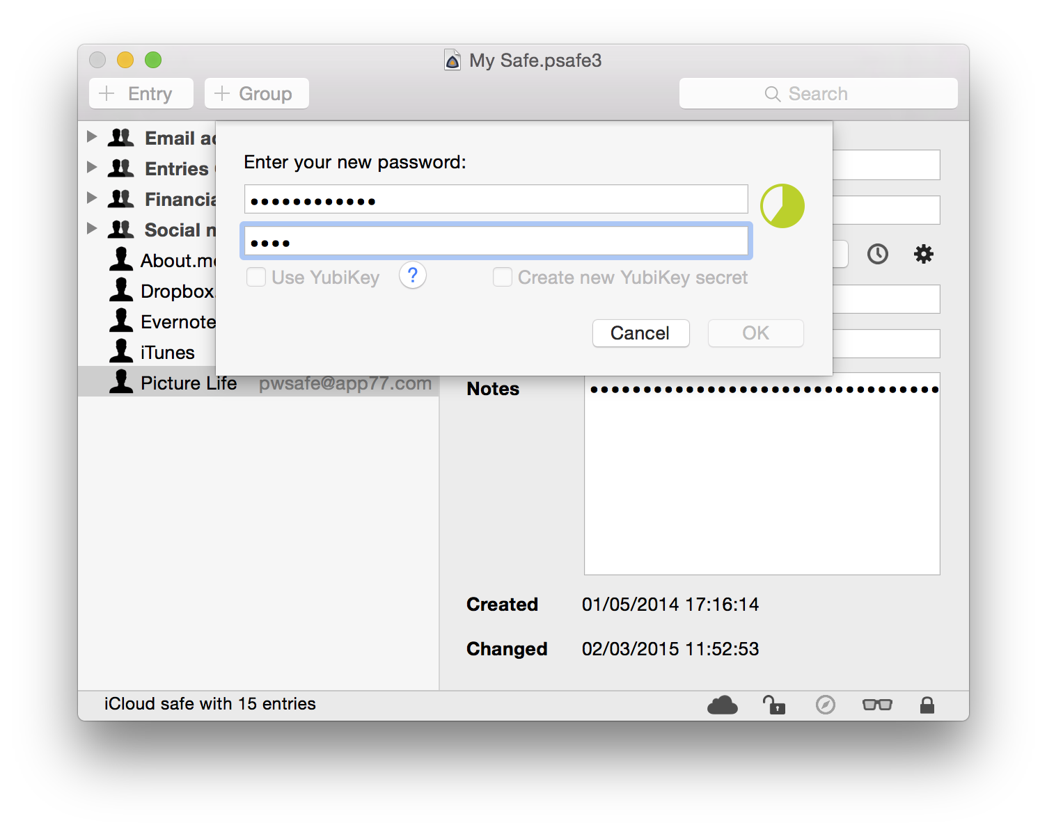 Change safe password